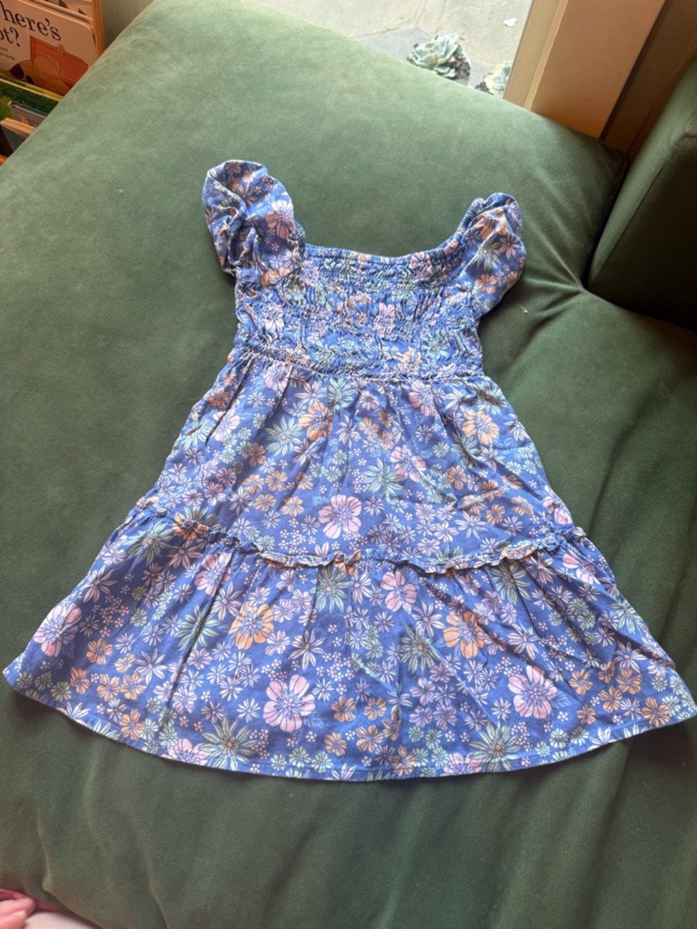 jumping beans Blue Floral Smocked Sundress